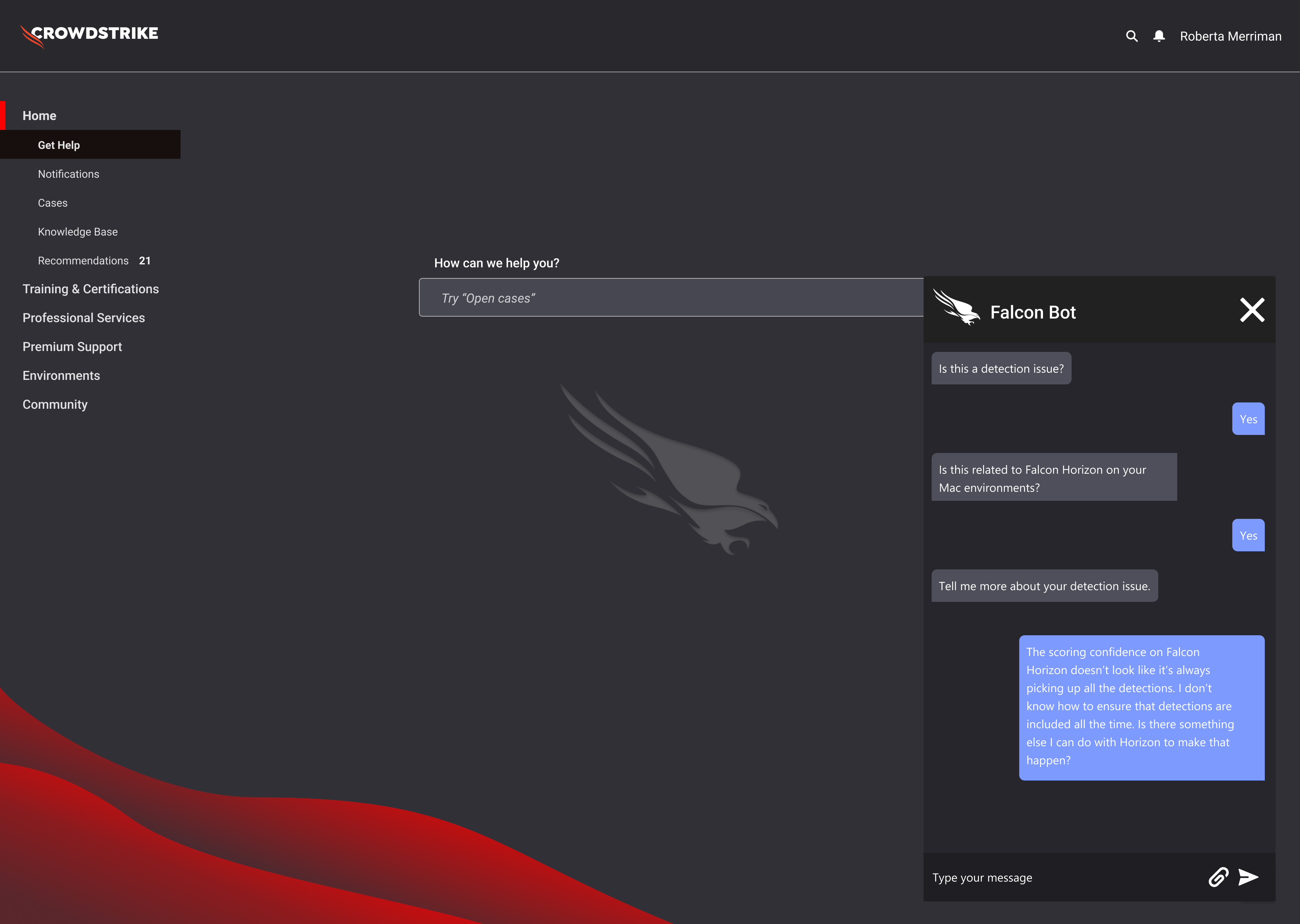 Falcon Bot routing case by support type