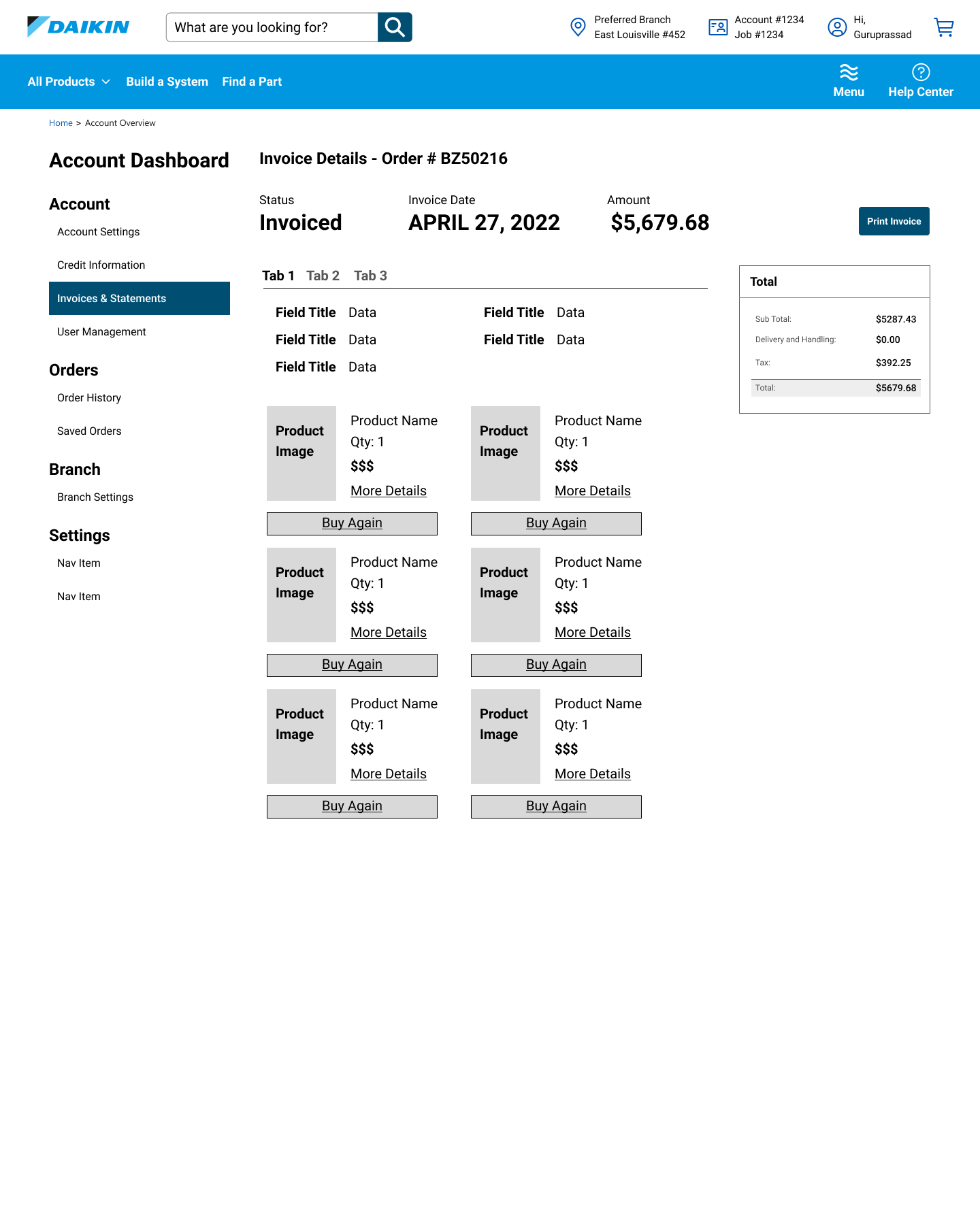 Invoice details design