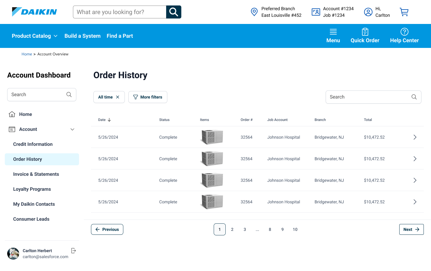 Order history design